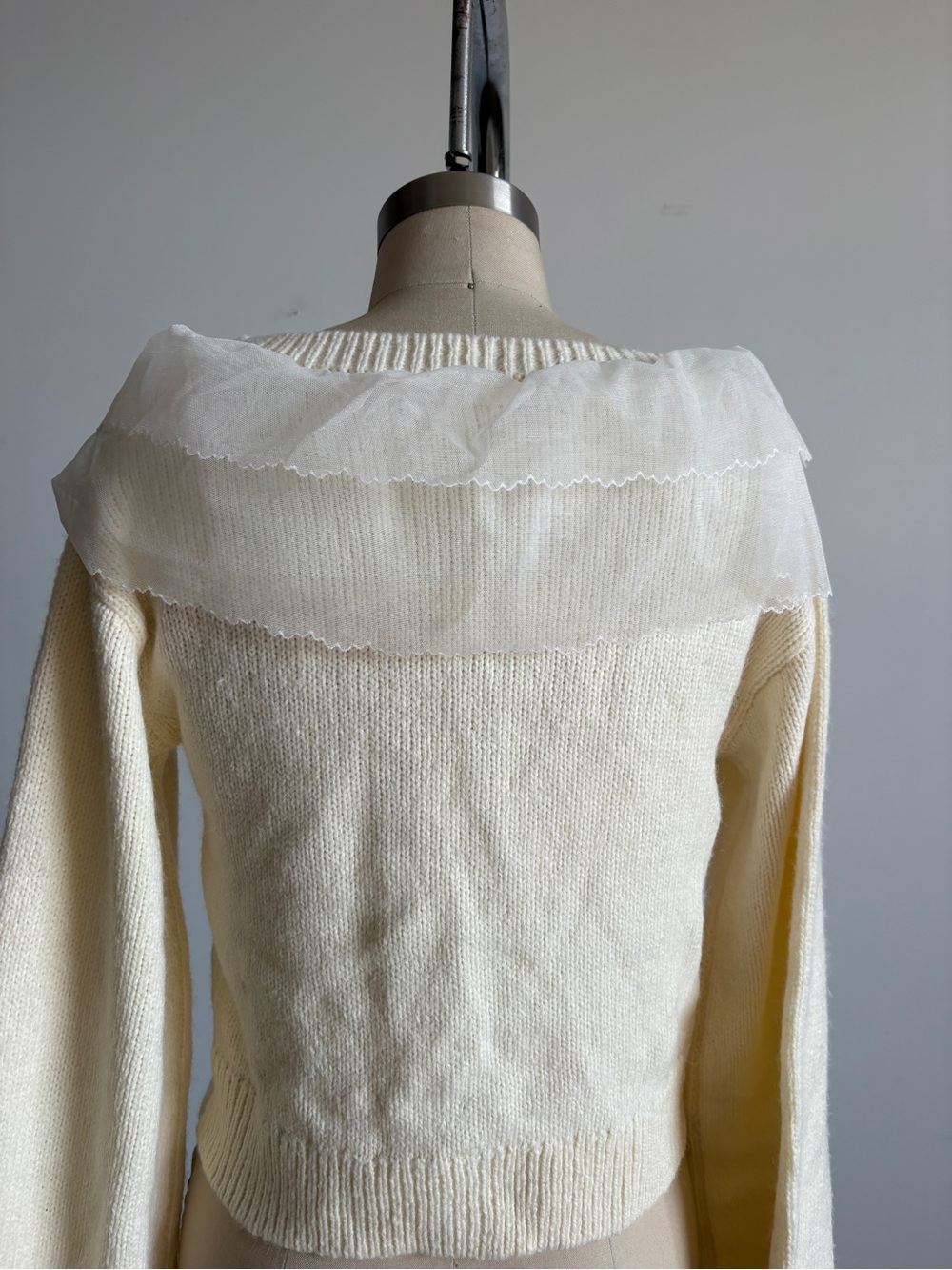 $229 New For Love And Lemons “Aster” V-Neck Cardigan in Cream Sz Small - Picture 9 of 13